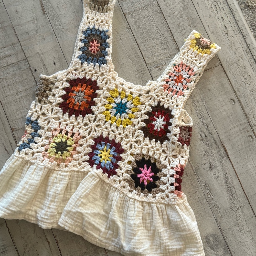 SHEIN GIRLS CROCHET MULTICOLORED SLEEVELESS TOP SZ 9y
